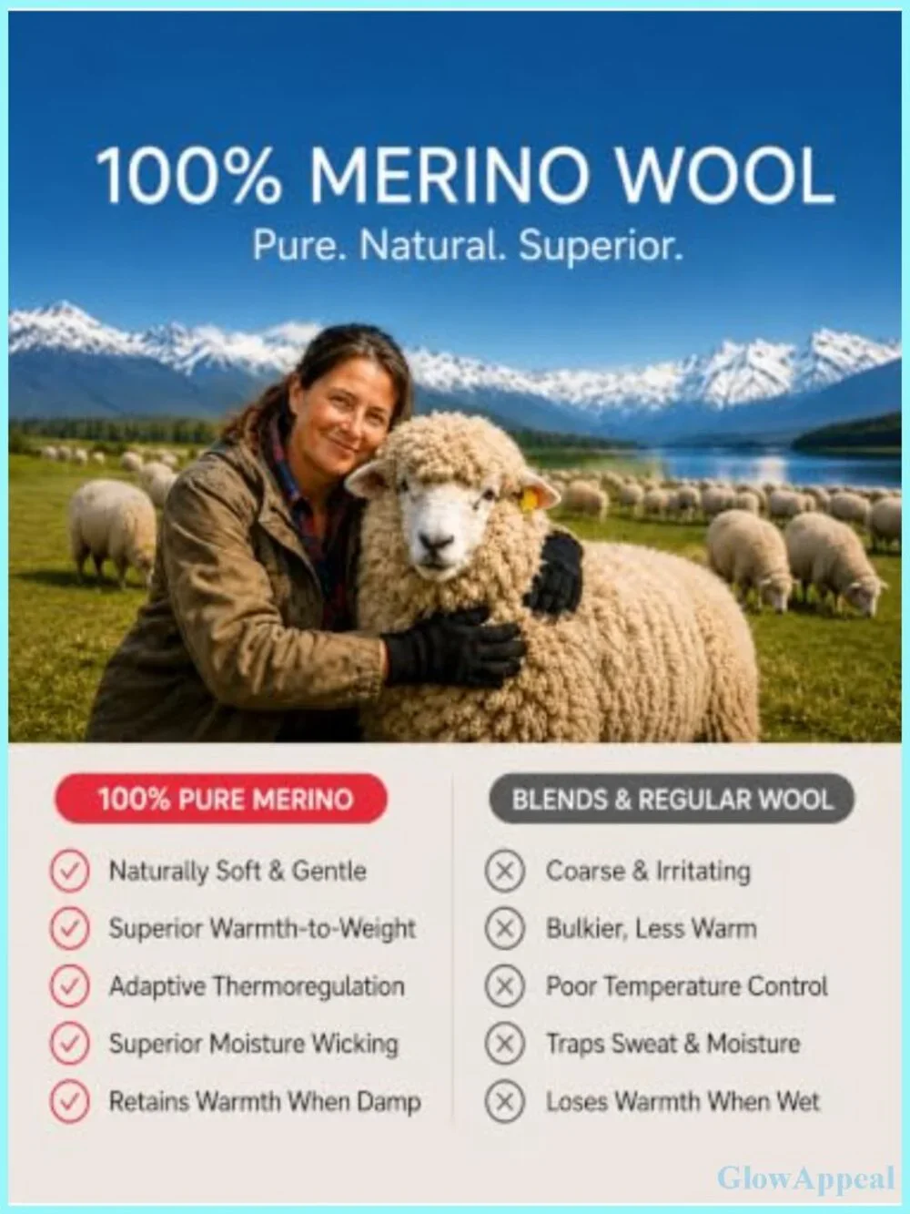 100% Merino Wool Touchscreen Gloves for Men Women